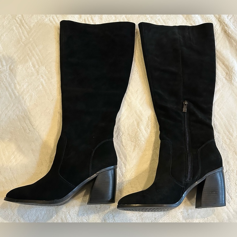 Franco Fortini black suede boot - new without box size 8 wide calf